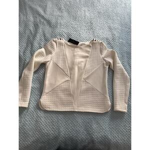NWT Worthington Long Sleeve Shirt Cream Off-White Geometric Small Futuristic